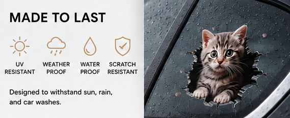 Cat-titude™ Mischief Car Sticker 😼 (Pack of 1)
